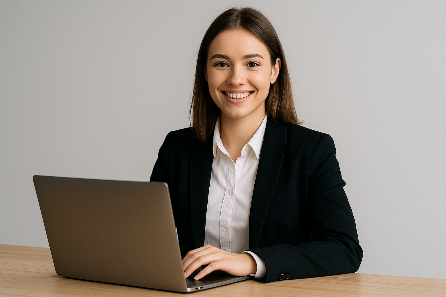 Jeune freelance souriante incarnant des soft skills essentiels comme l'agilité, la collaboration et l'innovation, proposée par eBooster.ch pour des missions en entreprise.